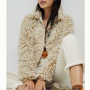 By Anthropologie Brenna Faux Fur Jacket Size Large